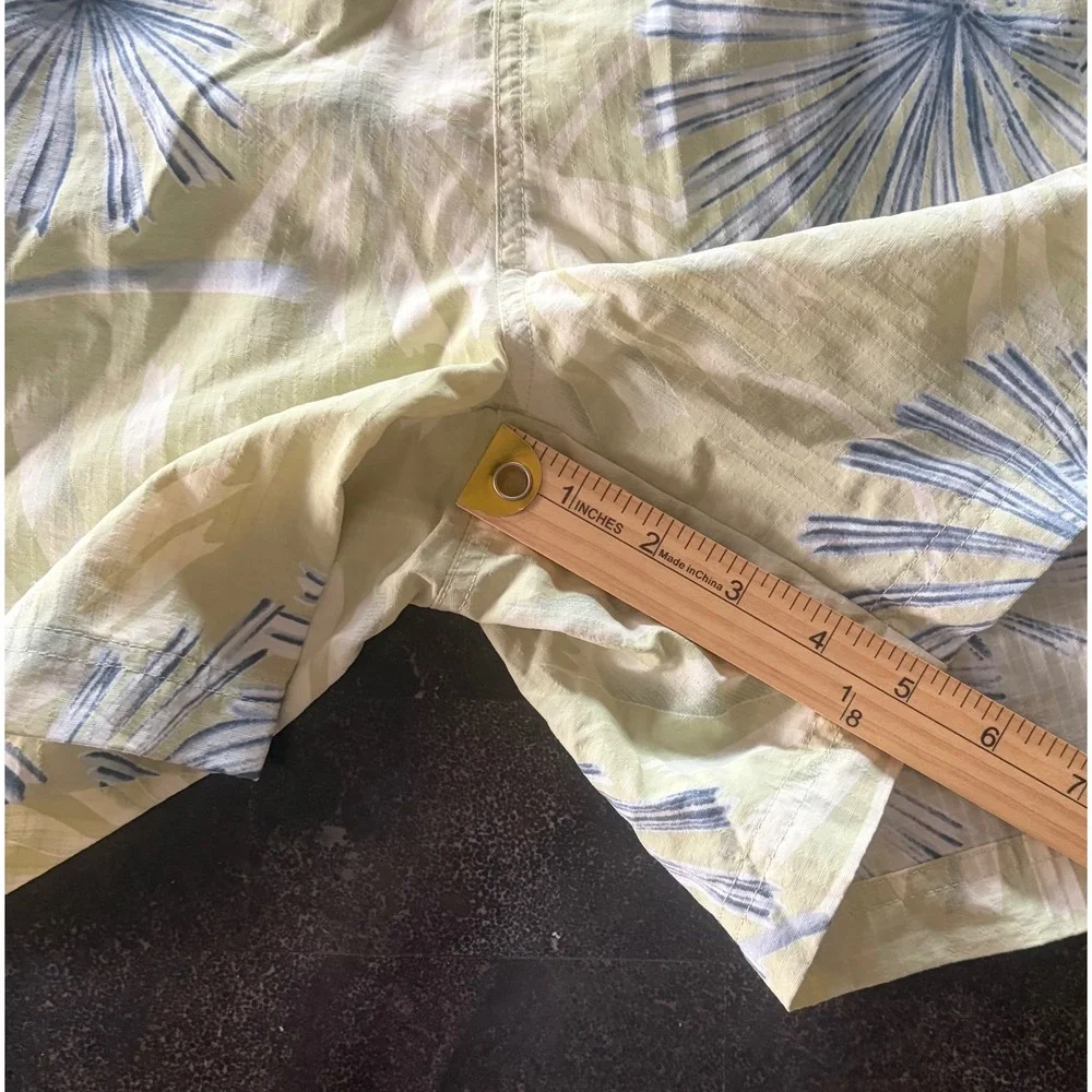 Tommy Bahama Mens Swim Trunks Large Green Blue Palm Leaf Ripstop Mesh Lined 6in